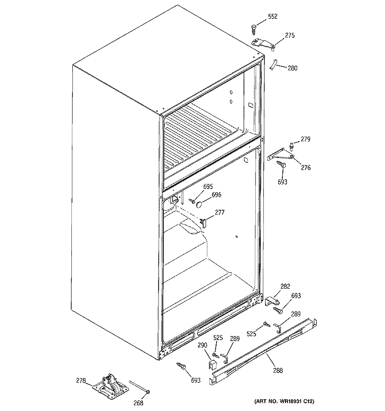 CASE PARTS Diagram and Parts List for GTL22JBPBRBS  General Electric Refrigerator