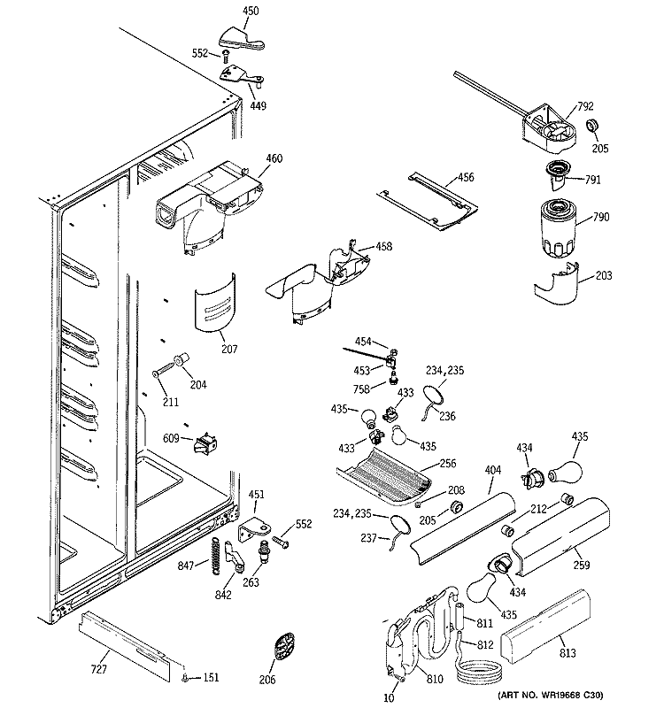 FRESH FOOD SECTION Diagram and Parts List for SSL27RGTABS  General Electric Refrigerator