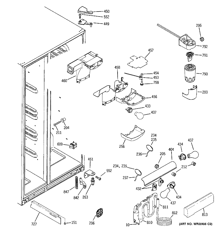 FRESH FOOD SECTION Diagram and Parts List for SSL27RGTEBS  General Electric Refrigerator