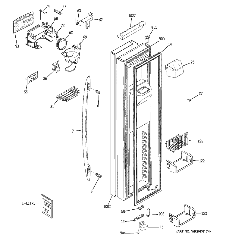 FREEZER DOOR Diagram and Parts List for PSH25PSTBSS  General Electric Refrigerator