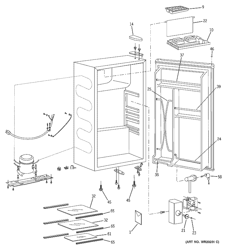 REFRIGERATOR PARTS Diagram and Parts List for SMR04GAUACS  General Electric Refrigerator