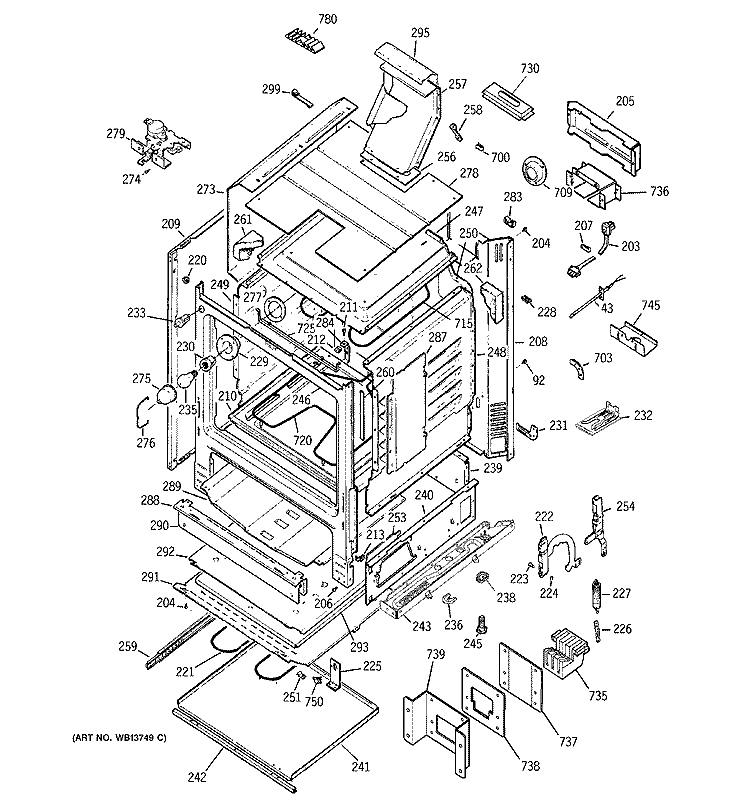 BODY PARTS Diagram and Parts List for J2B912BEK3BB  General Electric Range