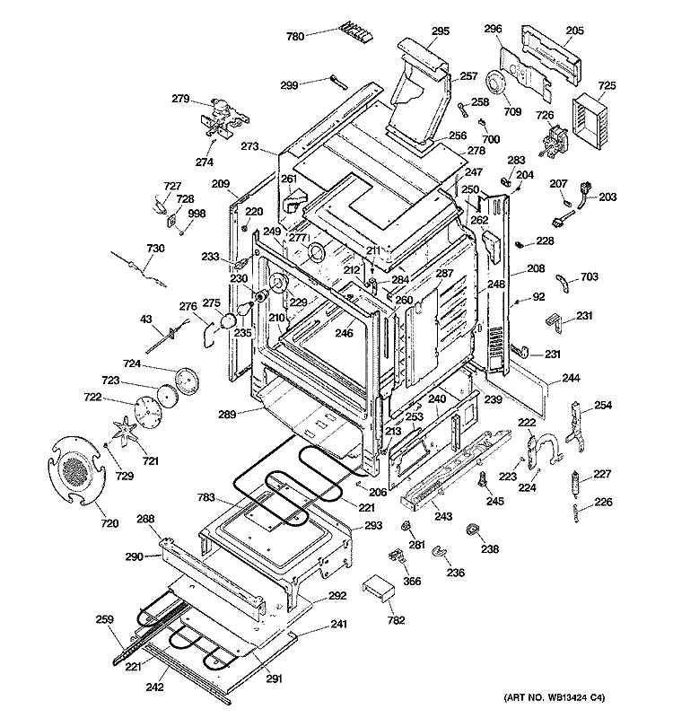 BODY PARTS Diagram and Parts List for JGB918CEK7CC  General Electric Range