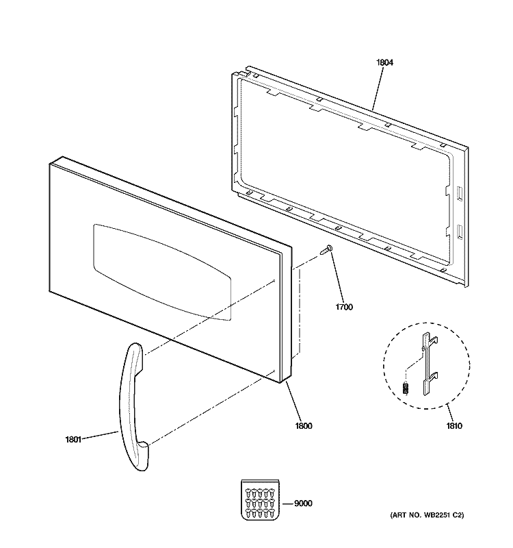 DOOR PARTS Diagram and Parts List for SCA2000FBB03  General Electric Microwave