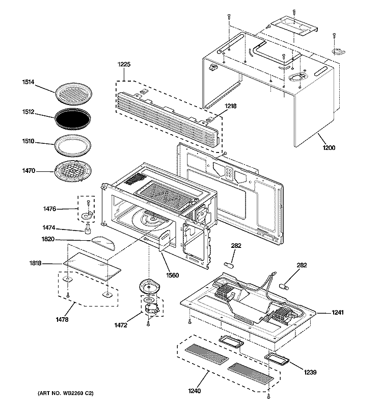 OVEN CAVITY PARTS Diagram and Parts List for SCA2000FBB03  General Electric Microwave