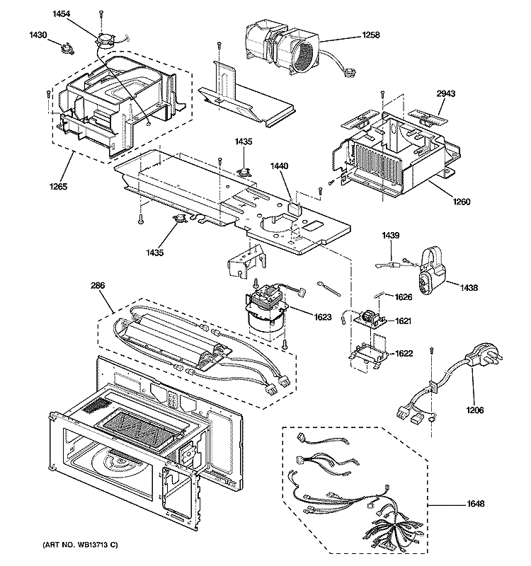 INTERIOR PARTS 2 Diagram and Parts List for SCA2001FSS03  General Electric Microwave