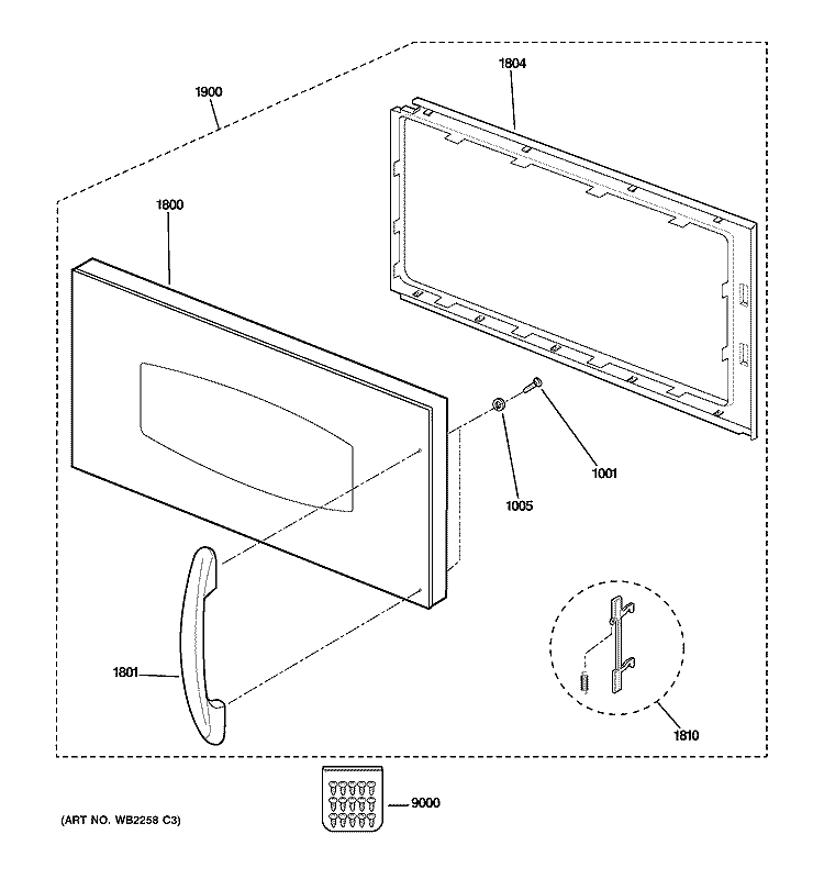DOOR PARTS Diagram and Parts List for SCA2001KSS01  General Electric Microwave