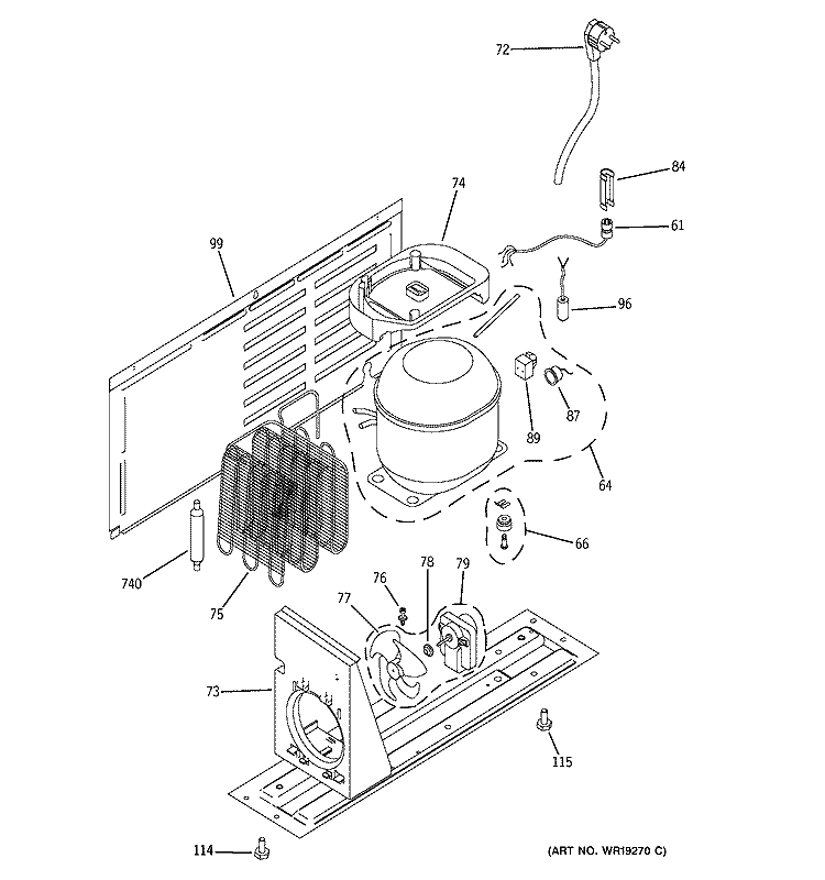 UNIT PARTS Diagram and Parts List for ZDBC240NBBS  General Electric Wine and Beverage Cooler