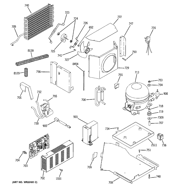 SEALED SYSTEM & MOTHER BOARD Diagram and Parts List for ZISP420DTASS  General Electric Refrigerator