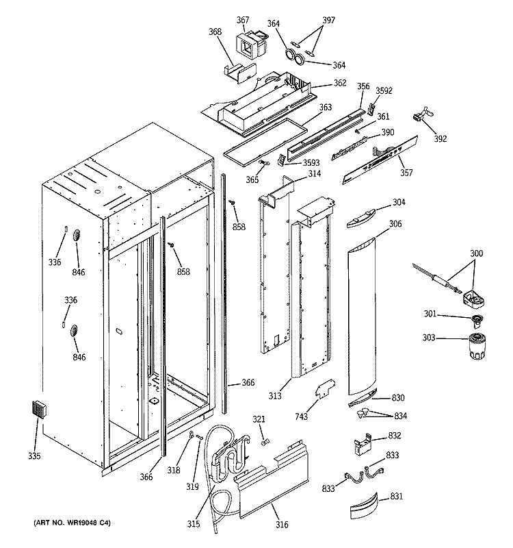 FRESH FOOD SECTION Diagram and Parts List for ZISP420DTASS  General Electric Refrigerator