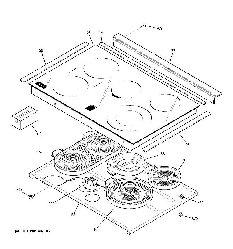 COOKTOP Diagram and Parts List for JCS905SK4SS  General Electric Range