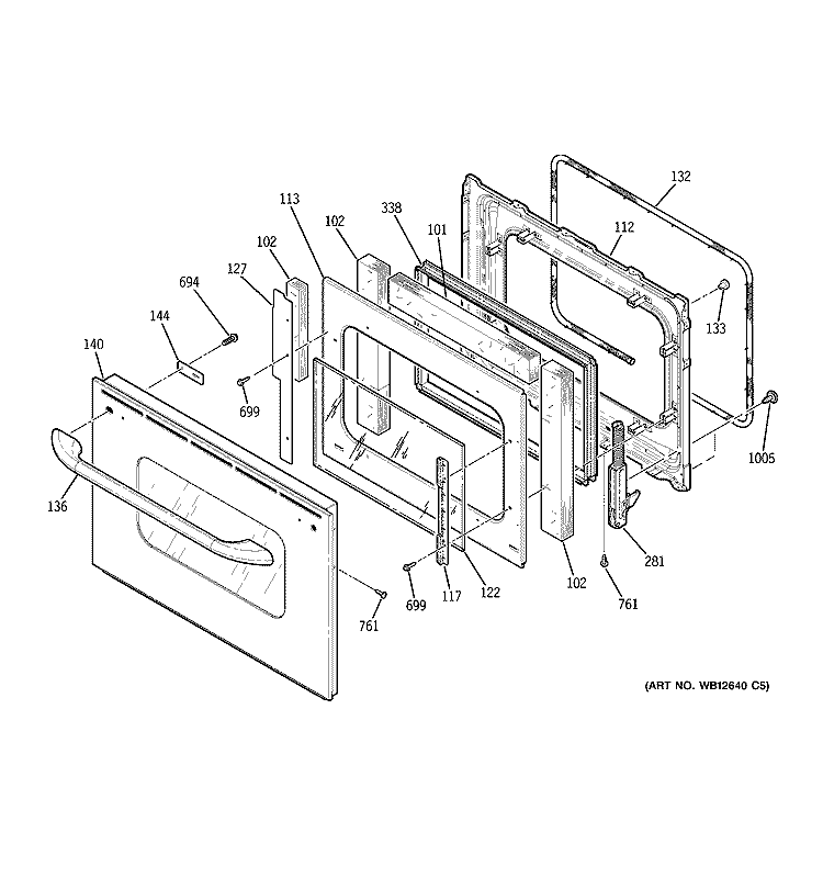 DOOR Diagram and Parts List for JGS968SEK4SS  General Electric Range