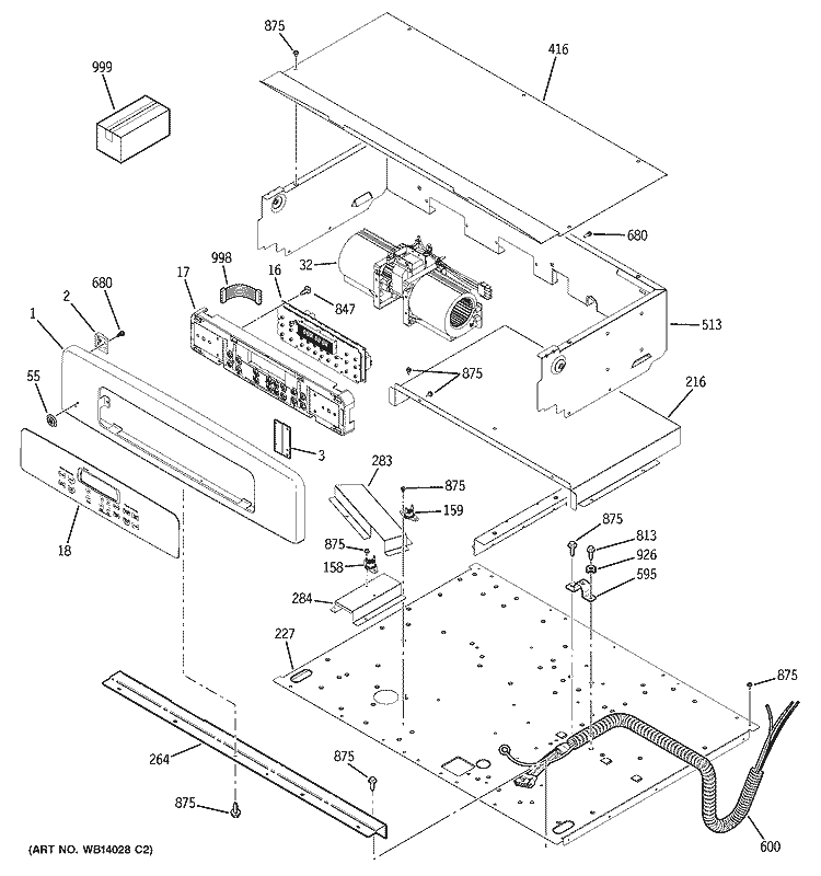 CONTROL PANEL Diagram and Parts List for JTP70WM1WW  General Electric Wall Oven