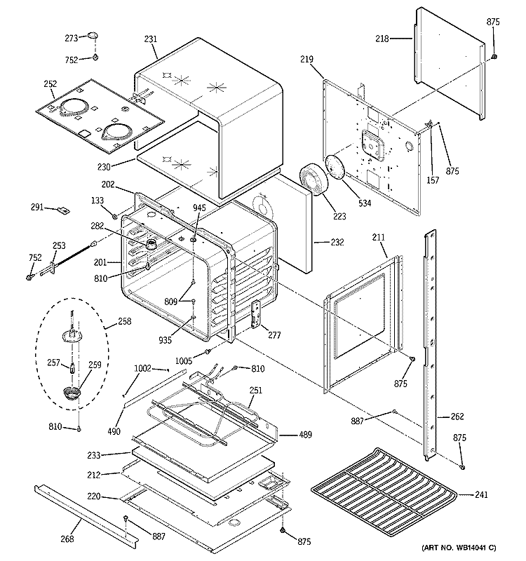 LOWER OVEN Diagram and Parts List for JTP75CM1CC  General Electric Wall Oven