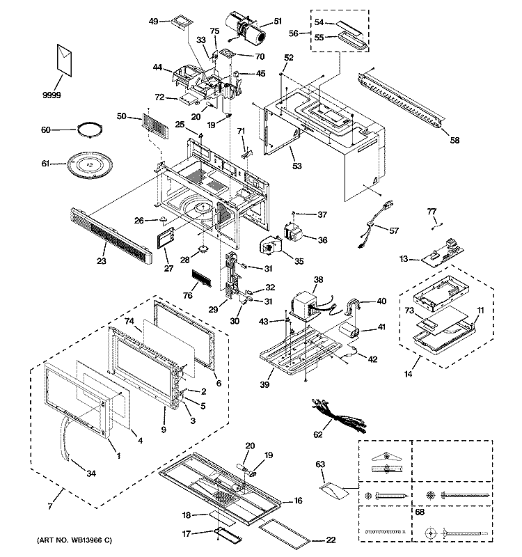 MICROWAVE Diagram and Parts List for RVM1535MM2SA  Hotpoint Microwave