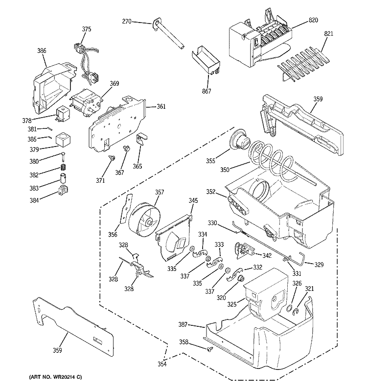 ICE MAKER & DISPENSER Diagram and Parts List for ESS25KSTFSS  General Electric Refrigerator