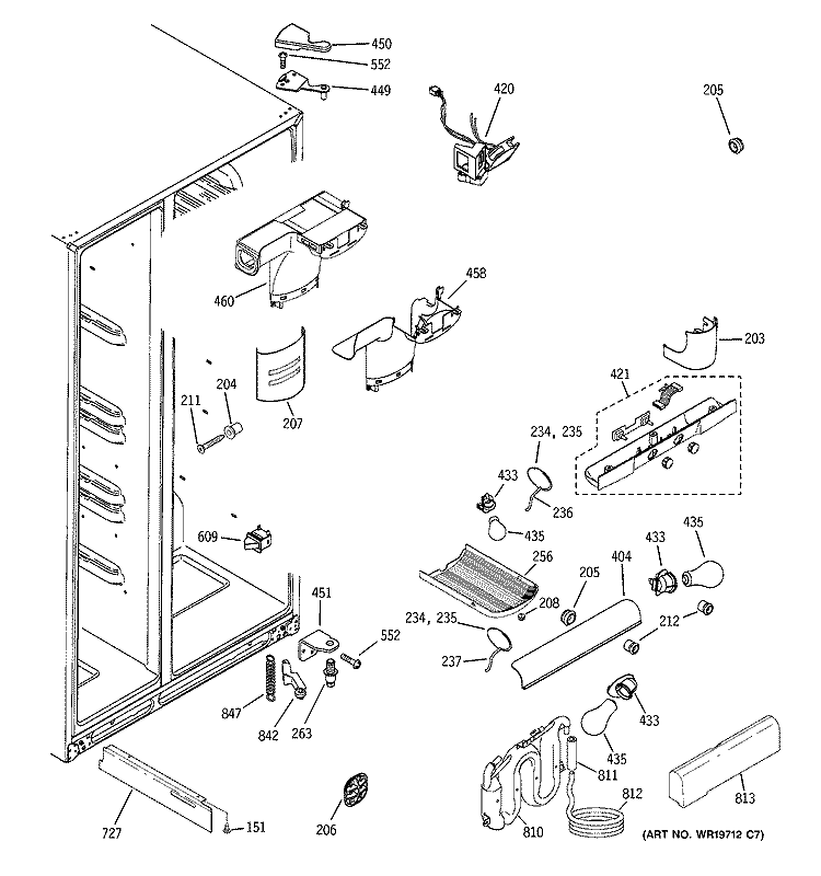 FRESH FOOD SECTION Diagram and Parts List for GCE23LGWAFWW  General Electric Refrigerator
