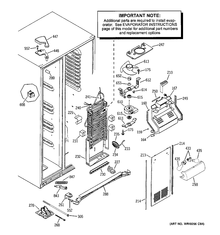 FREEZER SECTION Diagram and Parts List for GSC23KSWDSS  General Electric Refrigerator