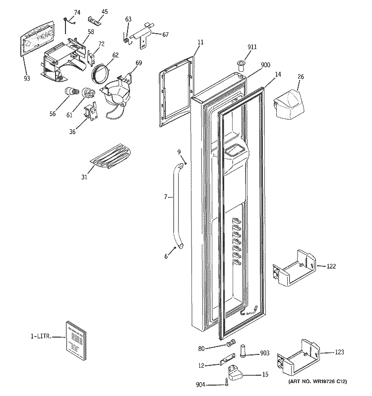 FREEZER DOOR Diagram and Parts List for GSS26KHWASS  General Electric Refrigerator