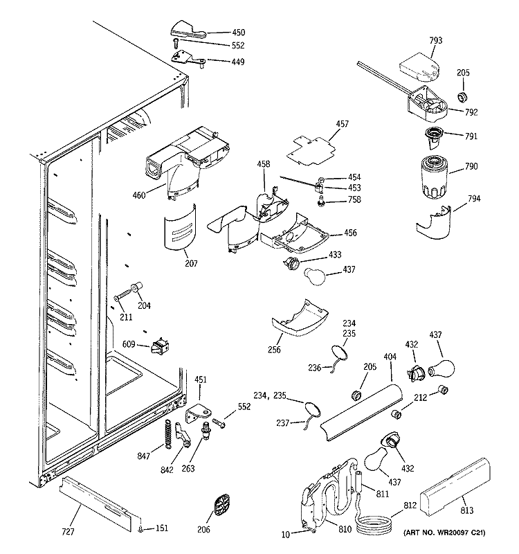 FRESH FOOD SECTION Diagram and Parts List for GSS26KHWASS  General Electric Refrigerator