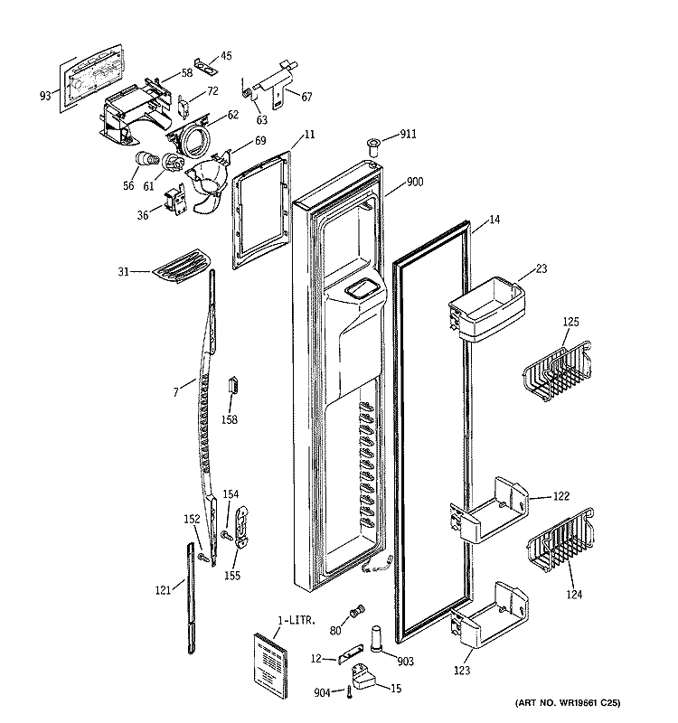 FREEZER DOOR Diagram and Parts List for PSE27NHWACBB  General Electric Refrigerator