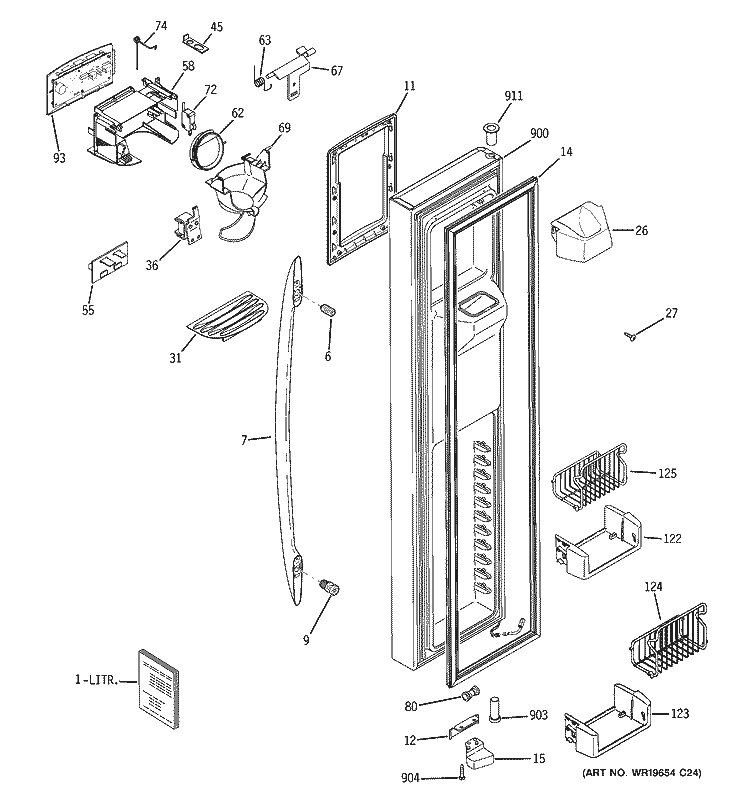 FREEZER DOOR Diagram and Parts List for PSF26PGTASB  General Electric Refrigerator