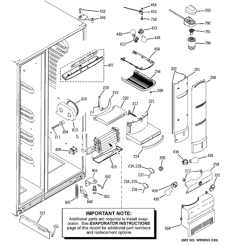 FRESH FOOD SECTION Diagram and Parts List for PSF26PGTASB  General Electric Refrigerator