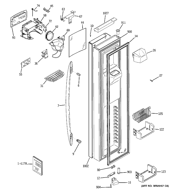 FREEZER DOOR Diagram and Parts List for PSH25PSTASS  General Electric Refrigerator