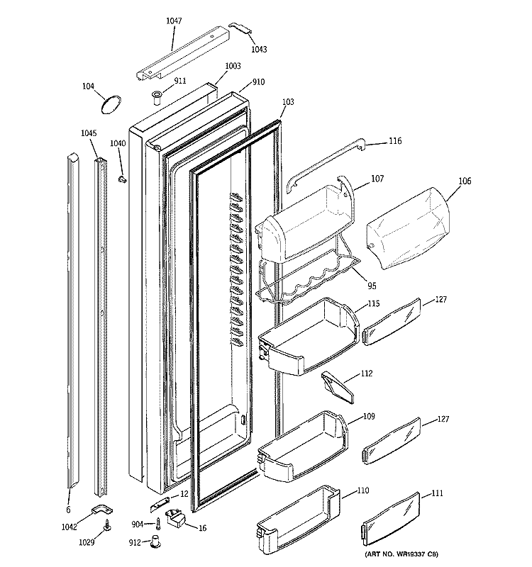 FRESH FOOD DOOR Diagram and Parts List for PSI23NSTFSV  General Electric Refrigerator
