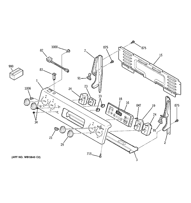 CONTROL PANEL Diagram and Parts List for JCBP67SM2SS  General Electric Range