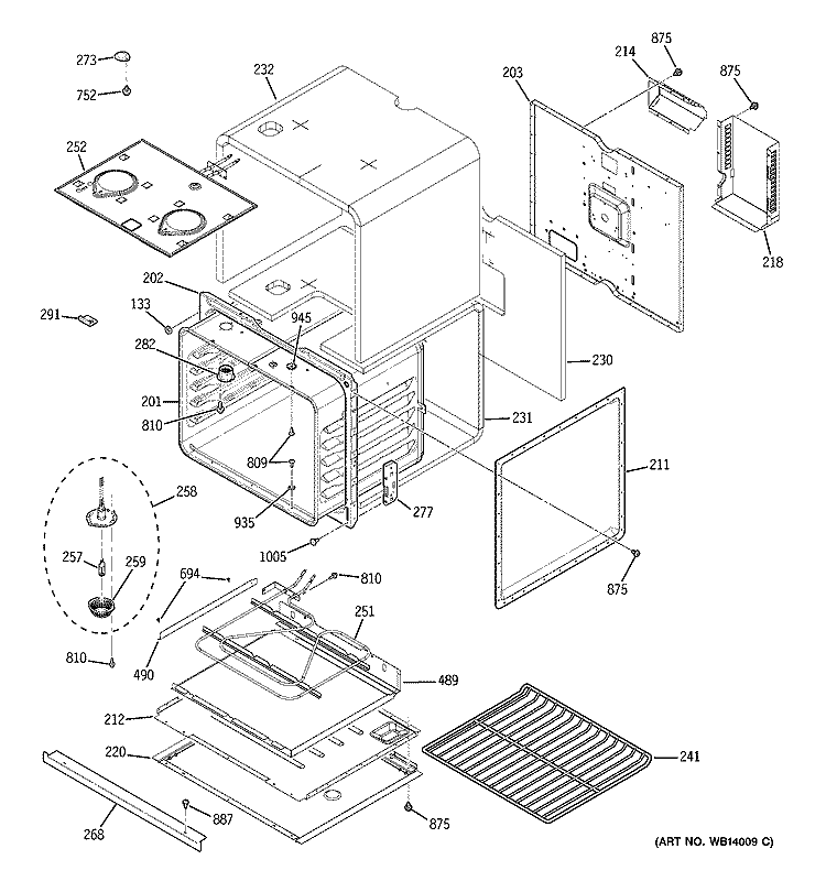 LOWER OVEN Diagram and Parts List for JKP35SM1SS  General Electric Wall Oven