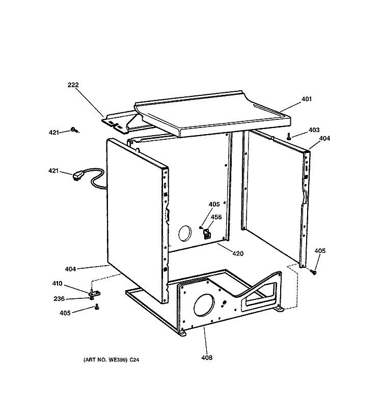 CABINET Diagram and Parts List for DBXR463PG0WW  General Electric Dryer