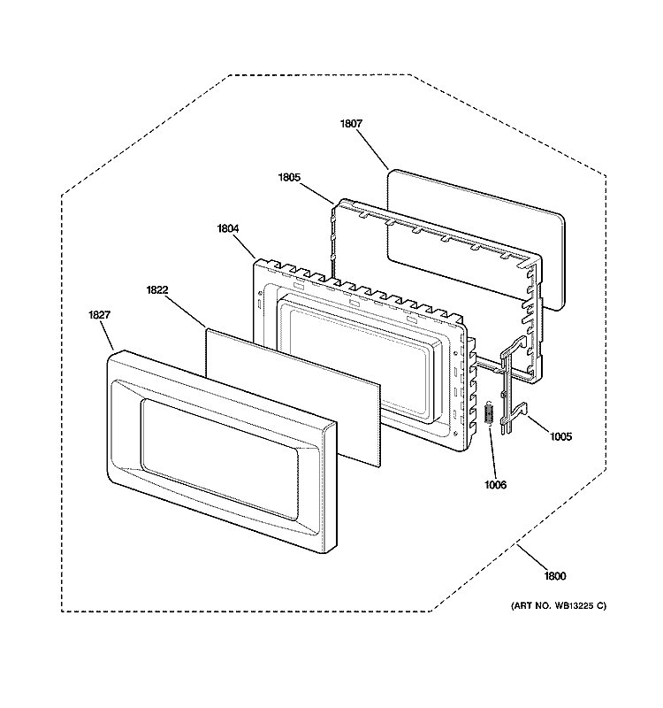 DOOR PARTS Diagram and Parts List for JEB1860DM1BB  General Electric Microwave