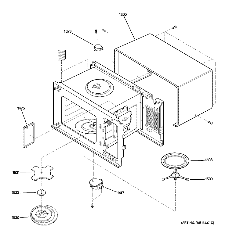 OVEN CAVITY PARTS Diagram and Parts List for JEB1860DM1BB  General Electric Microwave