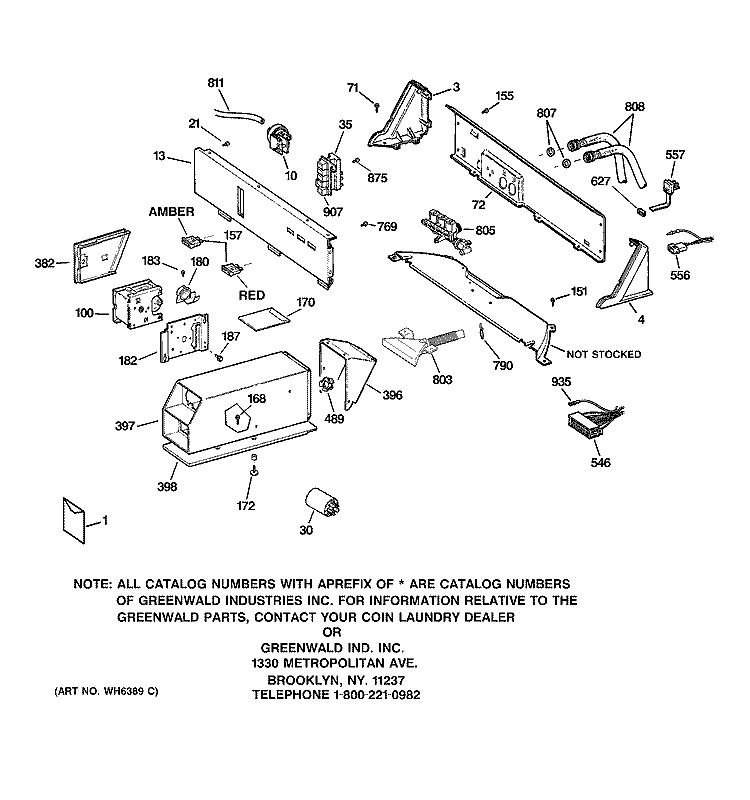 CONTROLS & BACKSPLASH Diagram and Parts List for WCCB1030H2WC  General Electric Washer