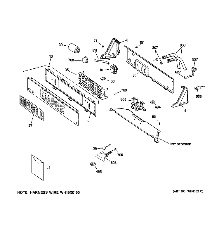 CONTROLS & BACKSPLASH Diagram and Parts List for WNRD2050G1WC  General Electric Washer