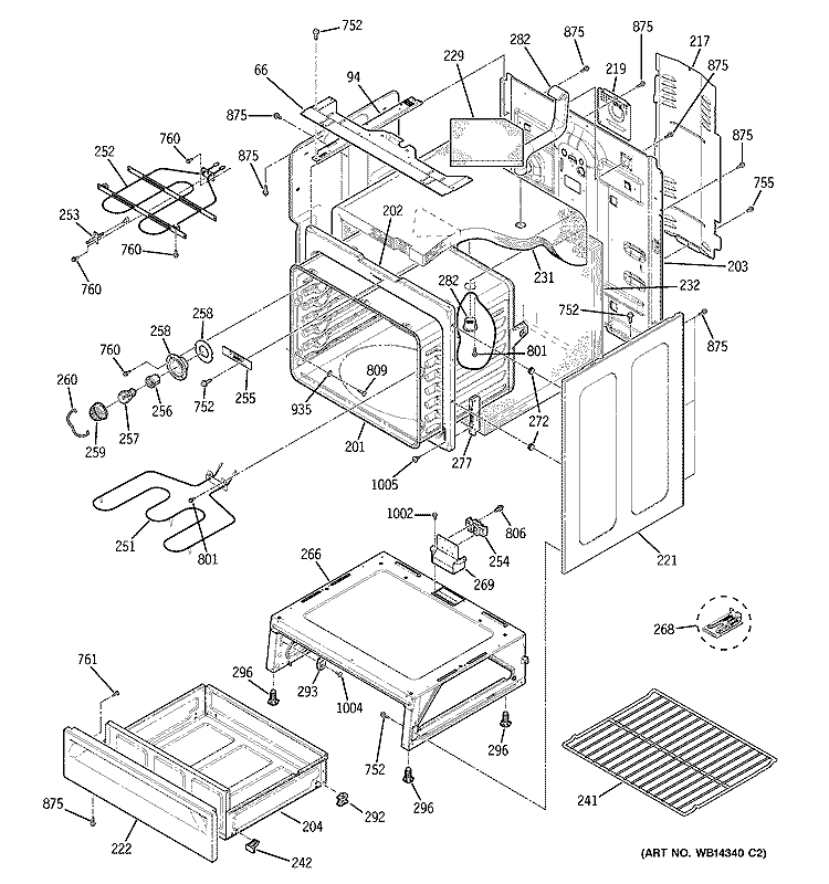 BODY PARTS Diagram and Parts List for JBP66DM2CC  General Electric Range