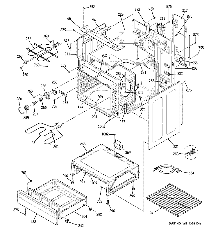 BODY PARTS Diagram and Parts List for JCBP71CM2WW  General Electric Range