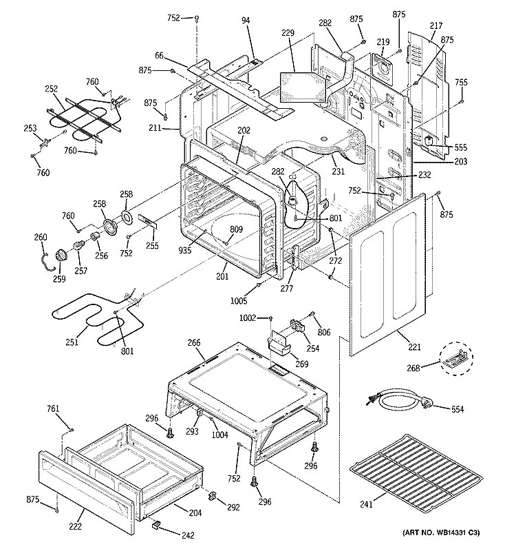 BODY PARTS Diagram and Parts List for JCBP80DM2WW  General Electric Range