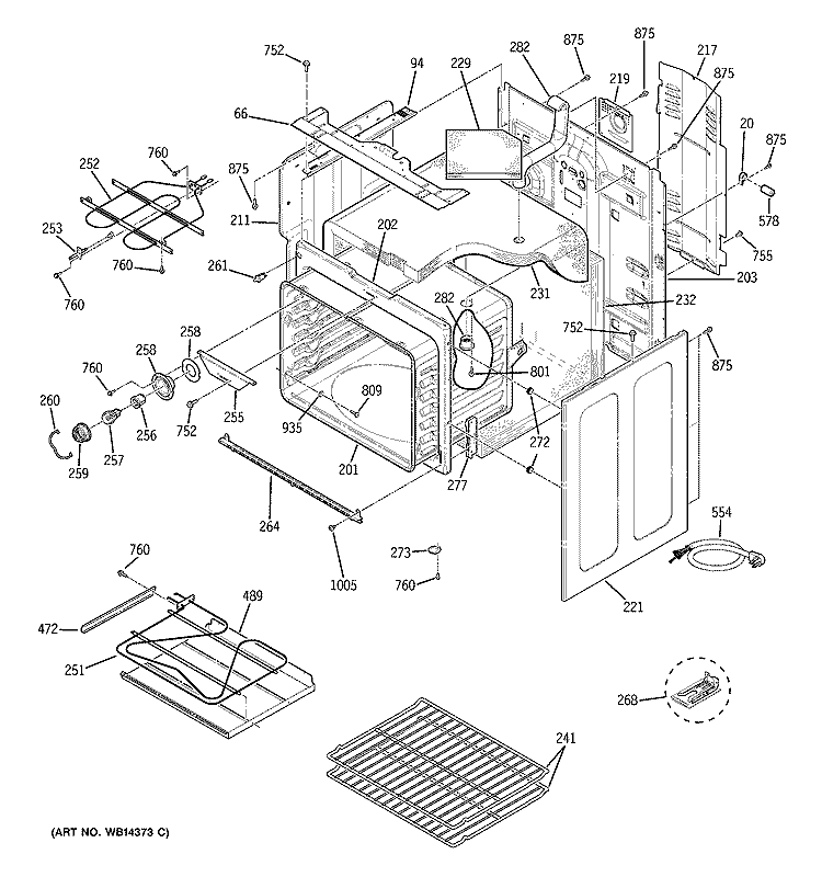 BODY PARTS Diagram and Parts List for JCBP84SM2SS  General Electric Range