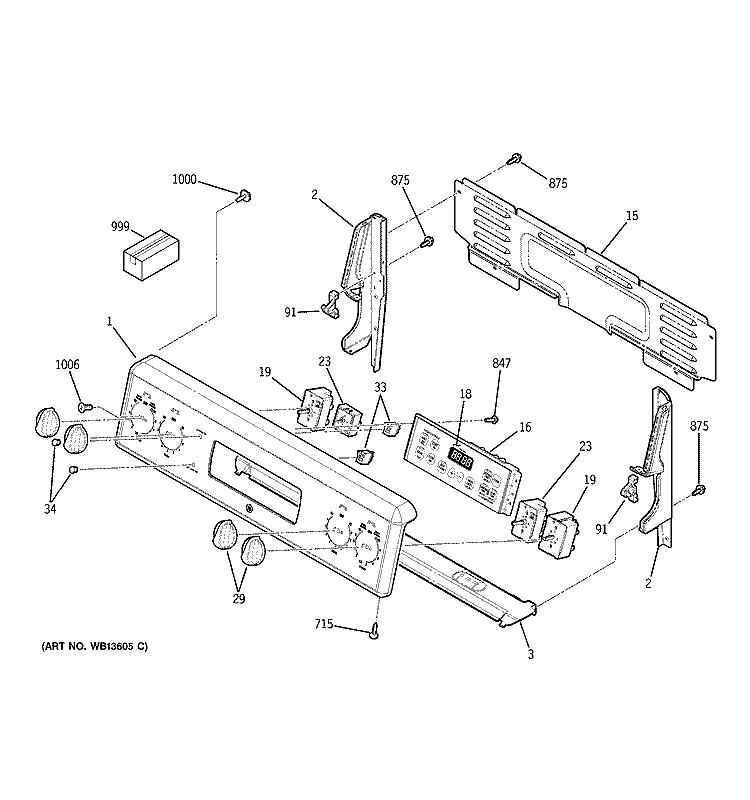 CONTROL PANEL Diagram and Parts List for JB660DM2WW  General Electric Range