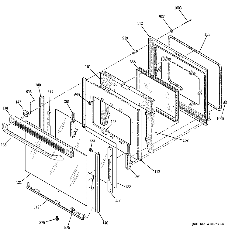 DOOR Diagram and Parts List for JB660MM2GS  General Electric Range