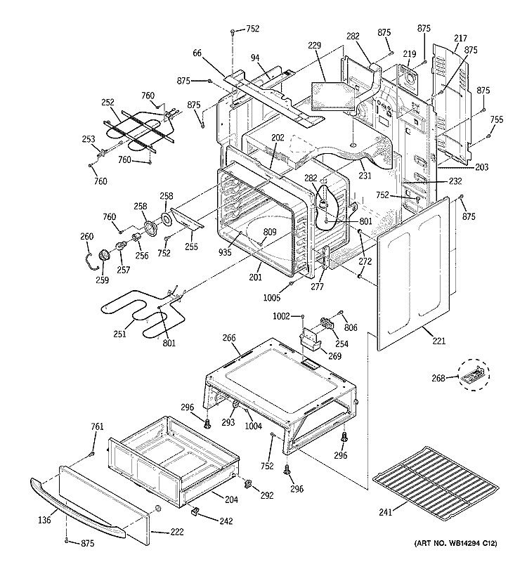 BODY PARTS Diagram and Parts List for JB660SM2SS  General Electric Range