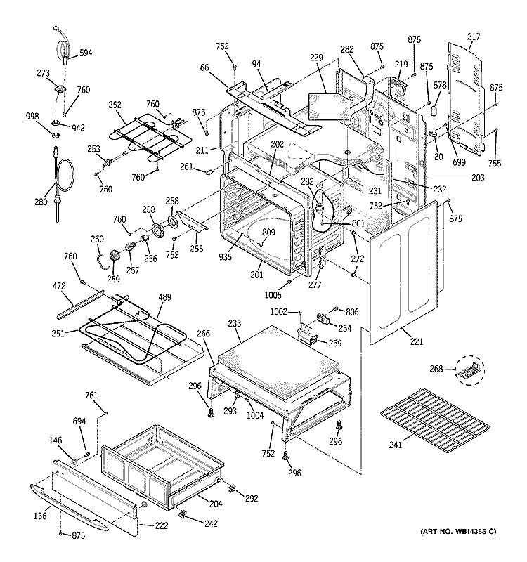 BODY PARTS Diagram and Parts List for JB988SK6SS  General Electric Range