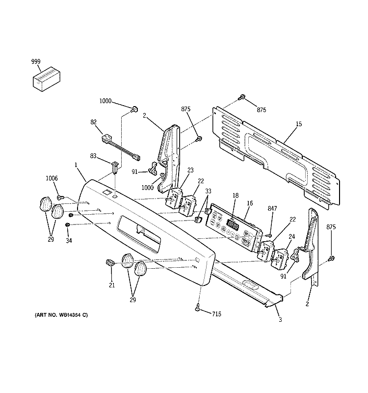 CONTROL PANEL Diagram and Parts List for JCBP65SM2SS  General Electric Range
