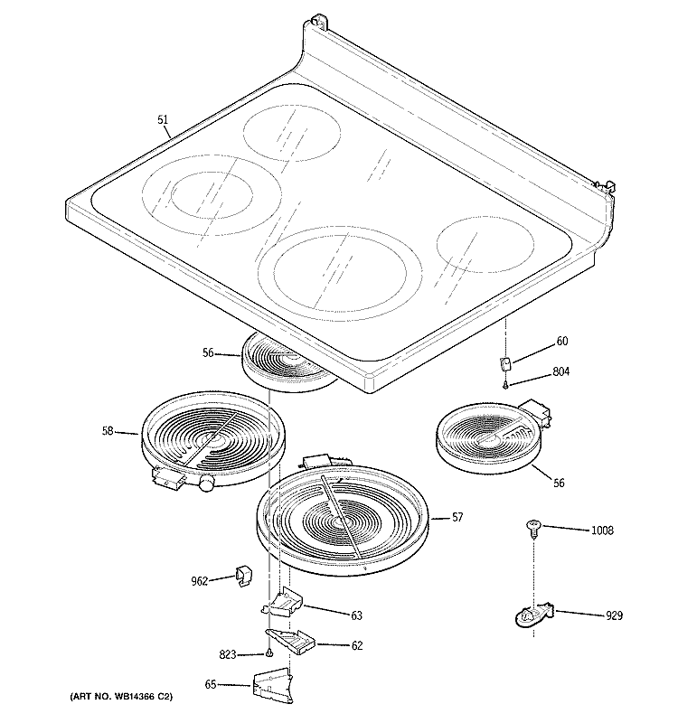 COOKTOP Diagram and Parts List for JCBP65SM2SS  General Electric Range
