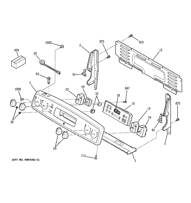 CONTROL PANEL Diagram and Parts List for JCBP68MM2BS  General Electric Range