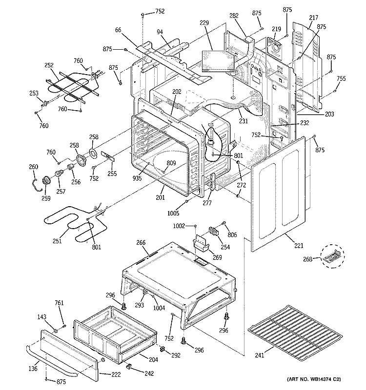 BODY PARTS Diagram and Parts List for JBP71SM2SS  General Electric Range