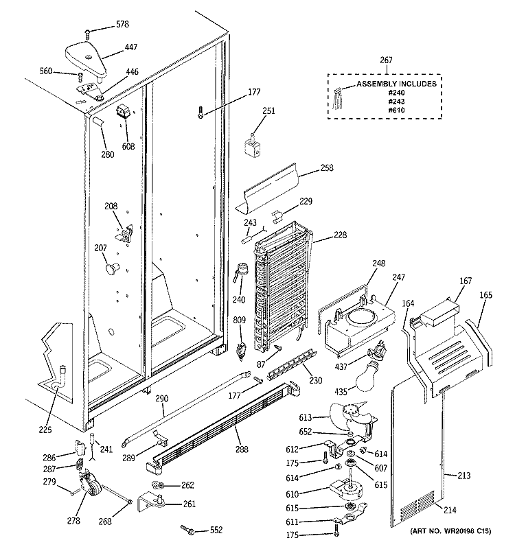 FREEZER SECTION Diagram and Parts List for ESL22JFWDBS  General Electric Refrigerator