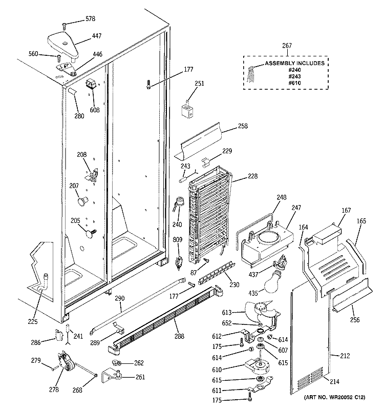 FREEZER SECTION Diagram and Parts List for GSH22JFTDCC  General Electric Refrigerator
